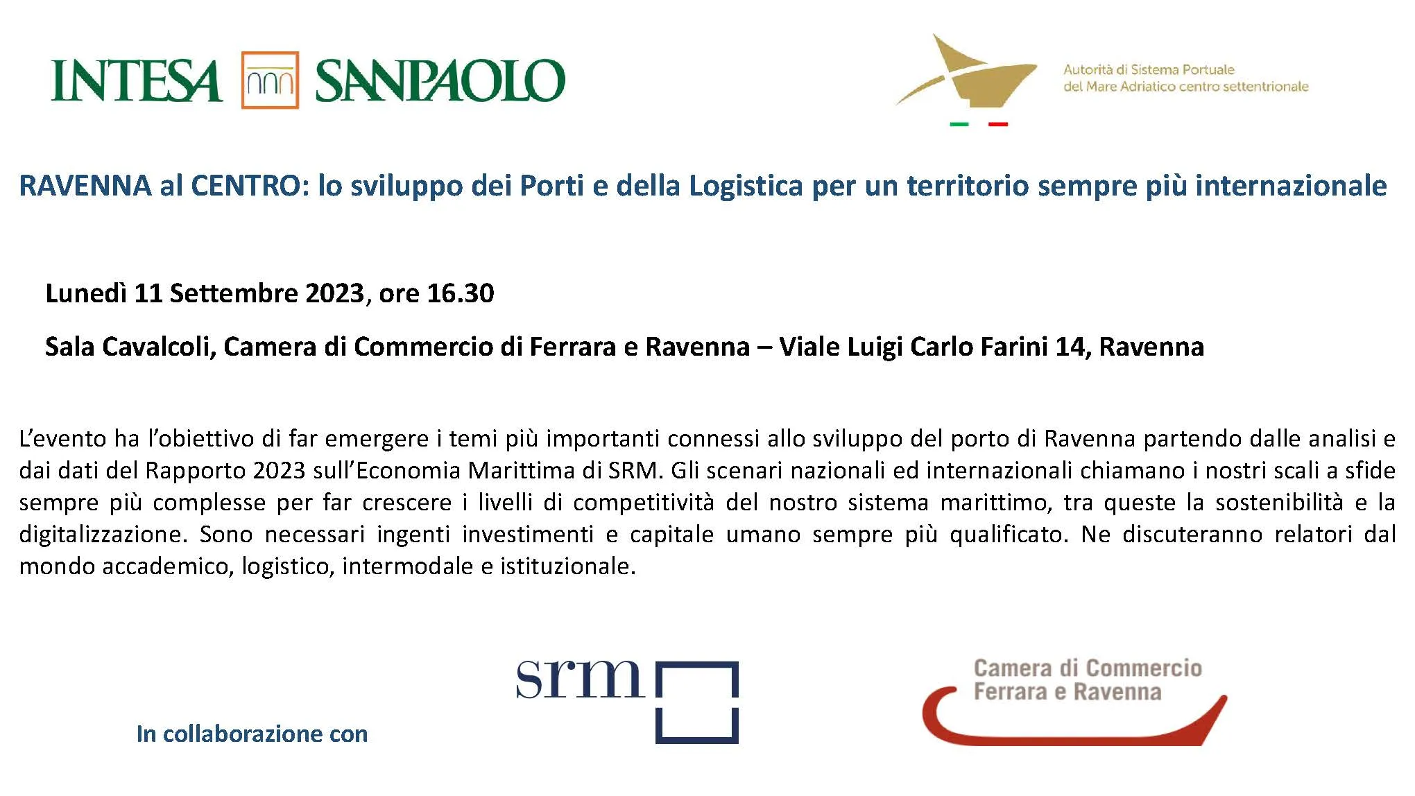 SAVE THE DATE
11 SETTEMBRE 2023