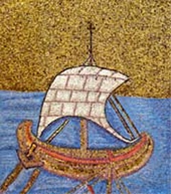 S.Apollinare Nuovo - Ravenna - Mosaico raffigurante il porto di Classe (particolare)